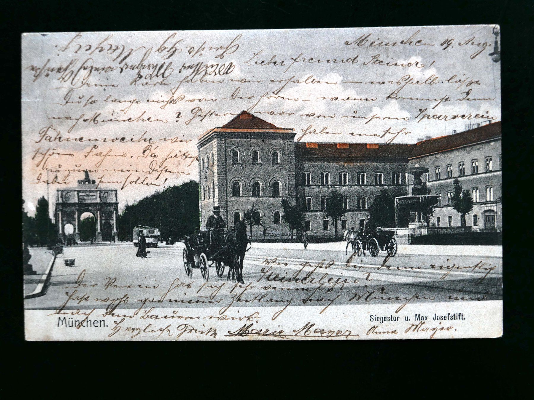 Cartoline postali: AK MüNCHEN Siegestor, Max Josefstift ca 1906, gel. – Usato da Bern venduto da Balzamico