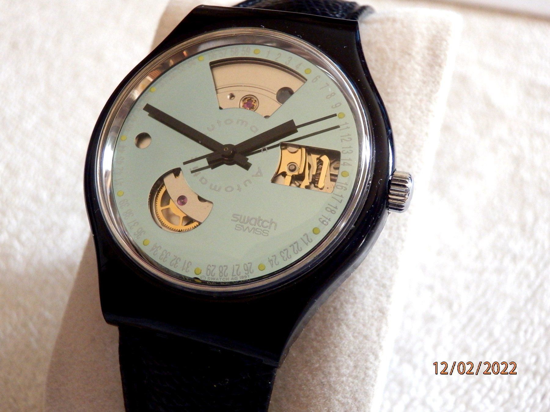 Swatch Orologi: Swatch 1991 Automatic, Leder Armband – Usato da Ueberstorf venduto da dinbau 1