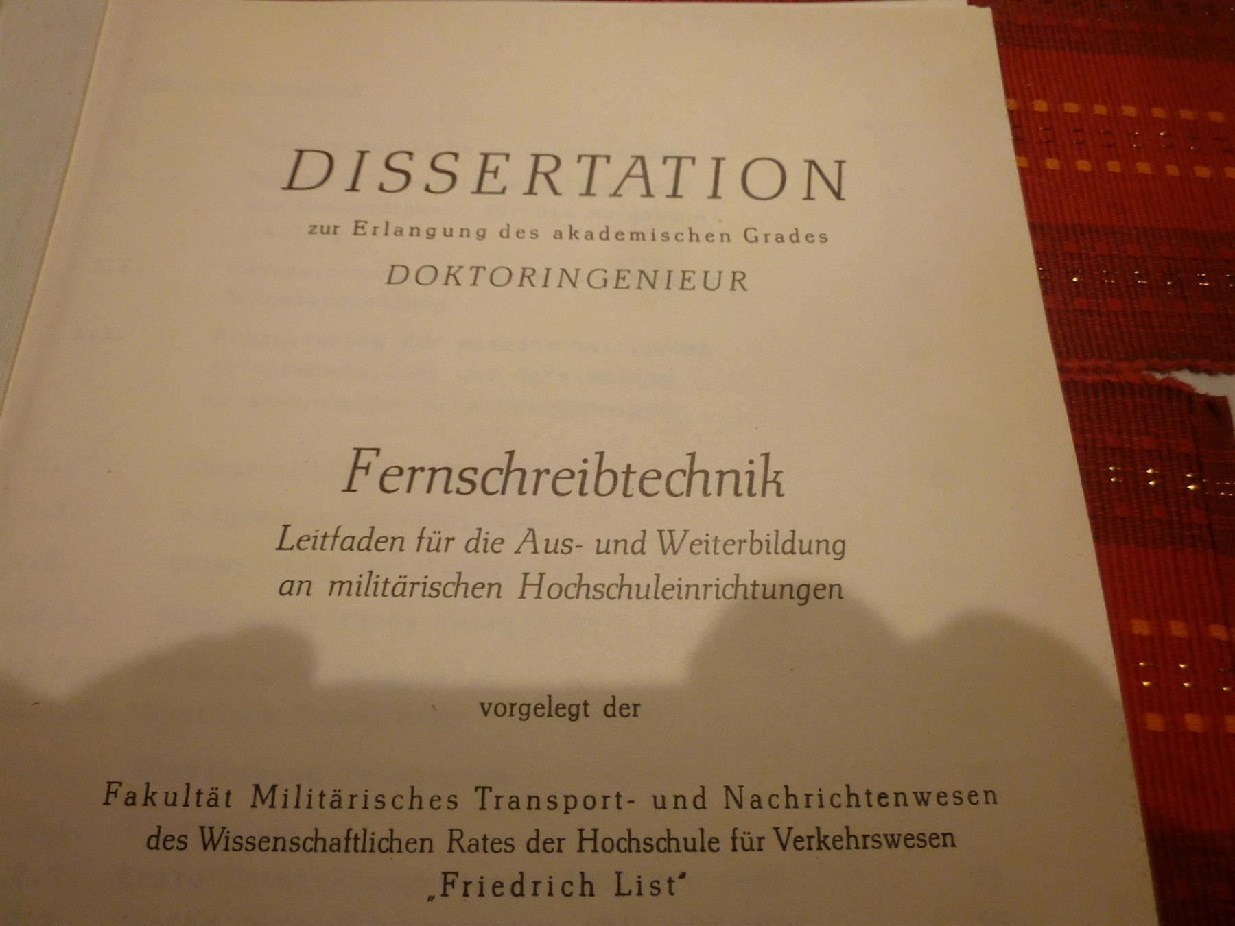 Bücher: Doktor Dissertation Fernschreibtechnik Militär Schule Studiu – Gebraucht aus Luzern von leseratte24
