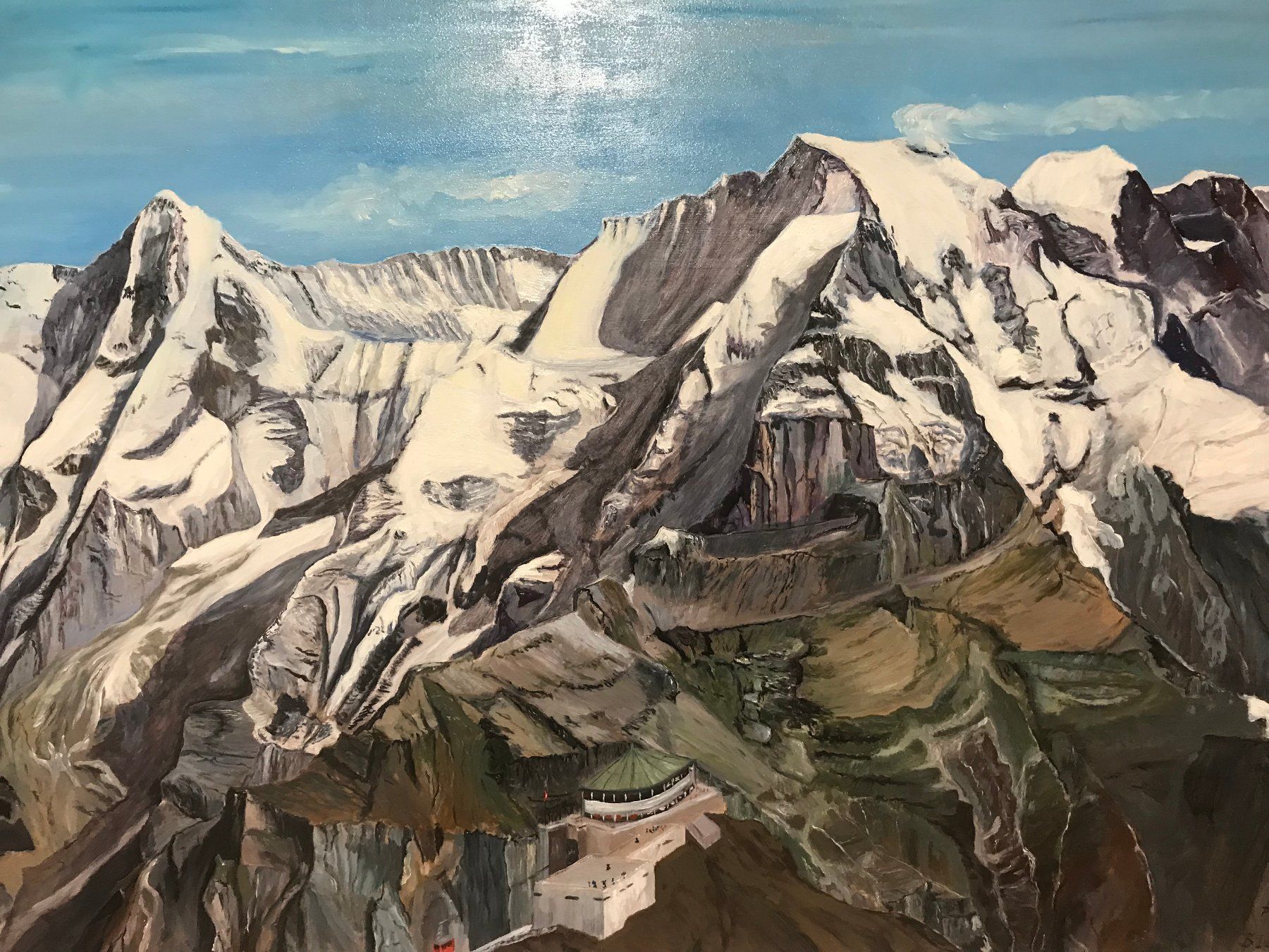 Gemälde: Oel Bild mit Eiger Mönch und Jungfrau – Gebraucht aus Interlaken von Beny-Box 2