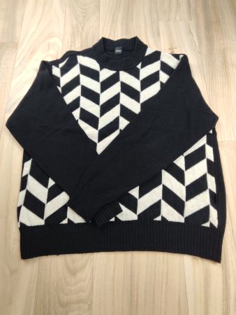 Hugo Boss | pull noir blanc laine vierge | taille XXL homme