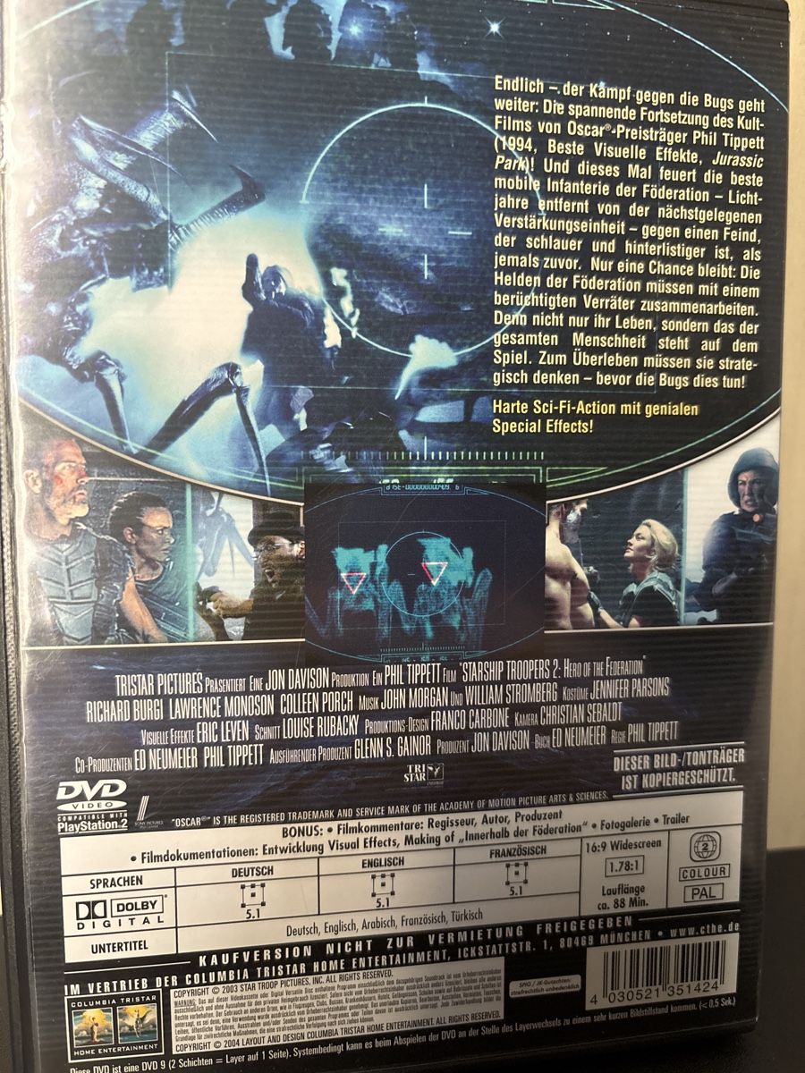 Tutti i DVDs: Starship Troopers 2 DVD – Usato da Oberentfelden venduto da Rabaelikus 1