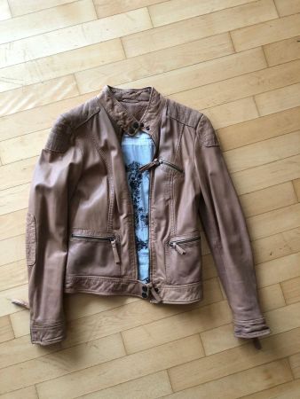Damen Lederjacke, beige, Grösse S
