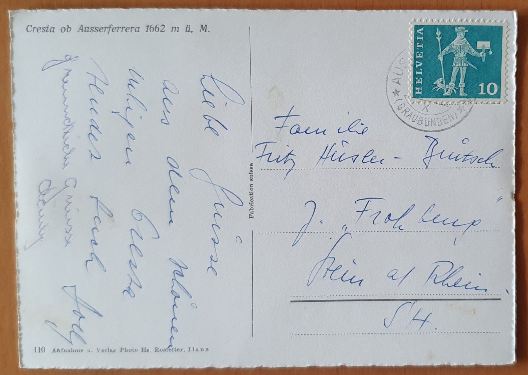 Cartoline postali: Cresta ob Ausserferrera – Usato da Kreuzlingen venduto da Rschweiz1 1