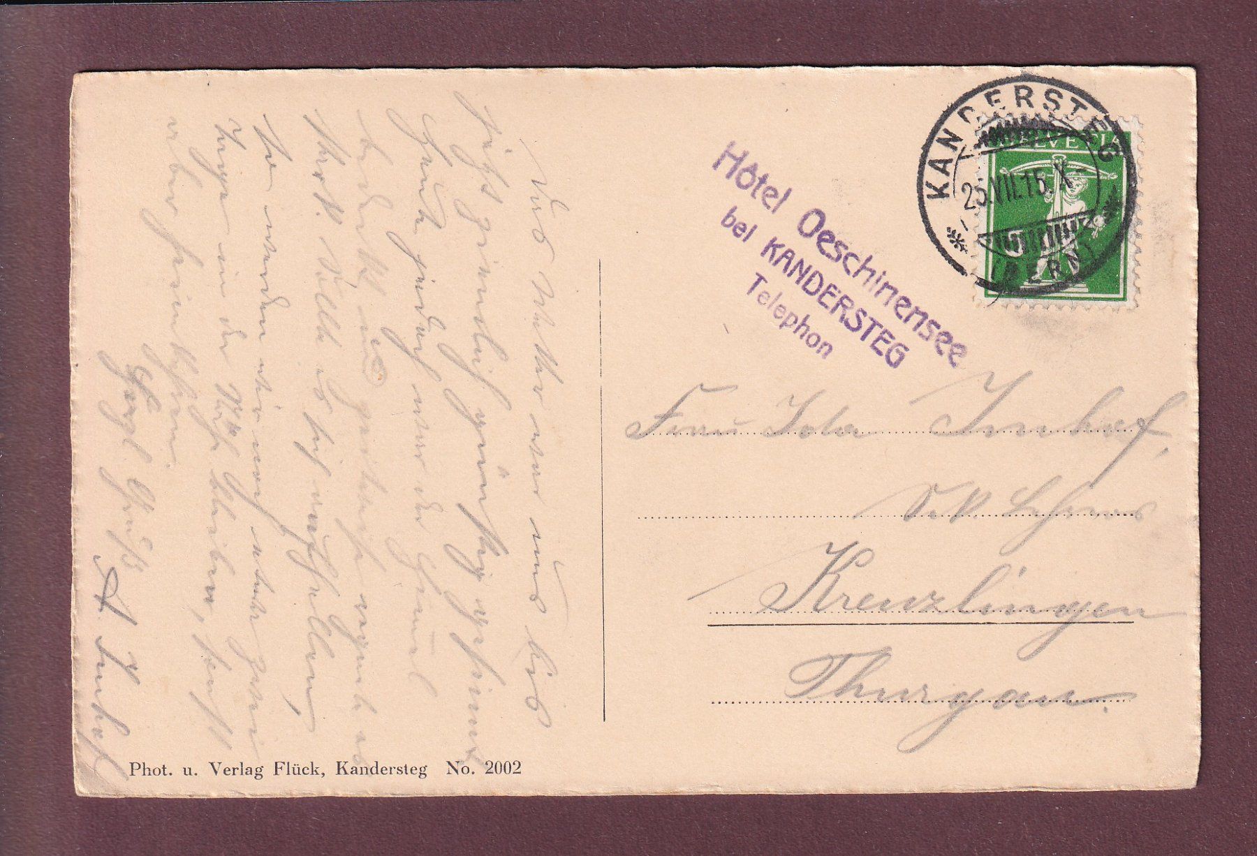 Ansichtskarten: Kandersteg - OESCHINENSEE - 1915 – Gebraucht aus Pully von nicecards 1