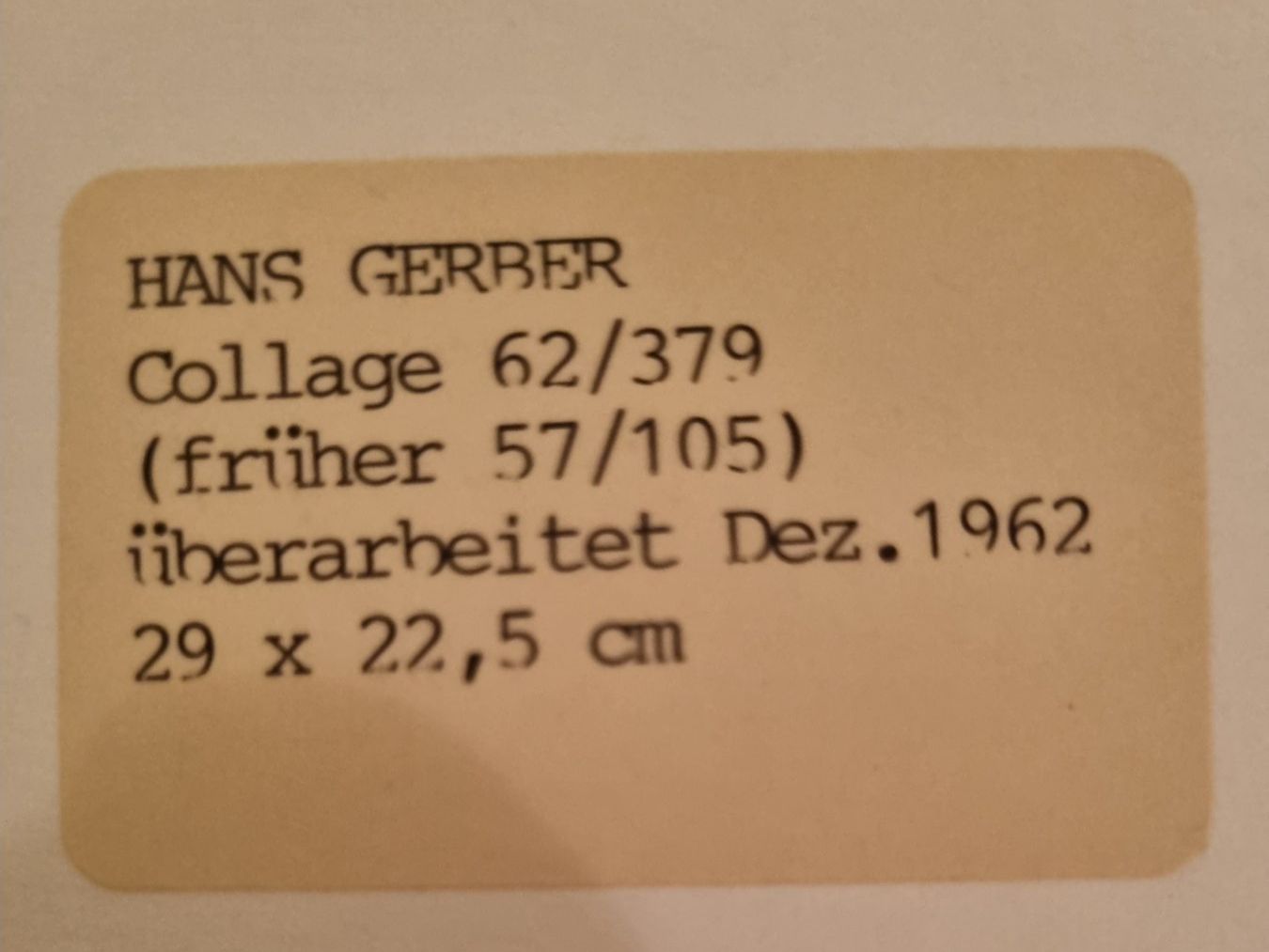 Poster & Bilder: Collage, Hans Gerber, Schweizer Künstler – Neu (gemäss Beschreibung) aus Zürich von Reimann3 2