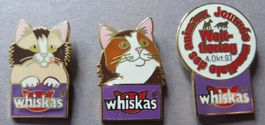 PIN SET VON 3 PINS, KATZEN NAHRUNG WHISKAS, WELT-TIERTAG