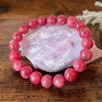 ✲ Rhodonit Armband ✲ Ø 10mm / 39g Kugel Bracelet