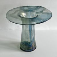 Sage Iridescent glass vase / mushroom shaped form 