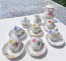 Meissen Porzellan Handgemaltes Blumenmuster Mokkaservice