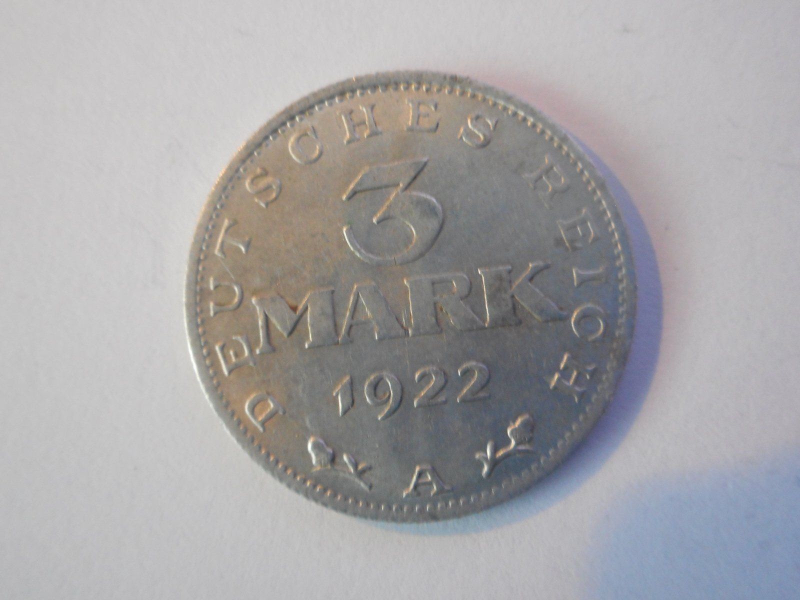 Alle Münzen: 1922  A   3 Mark Alu – Gebraucht aus Kriegstetten von pizlad2010 1