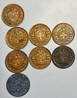 8 Schweizer 2 Rappen Münzen 1934 bis 1944 gebraucht