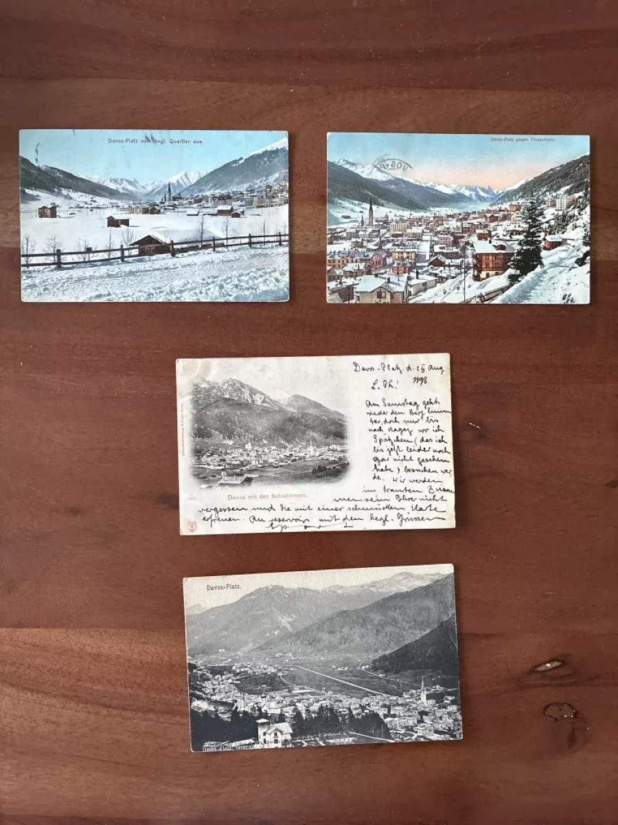 Cartoline postali: 8 Ansichtskarten Schweiz von Davos GR – Usato da Oftringen venduto da Cla.vD.74