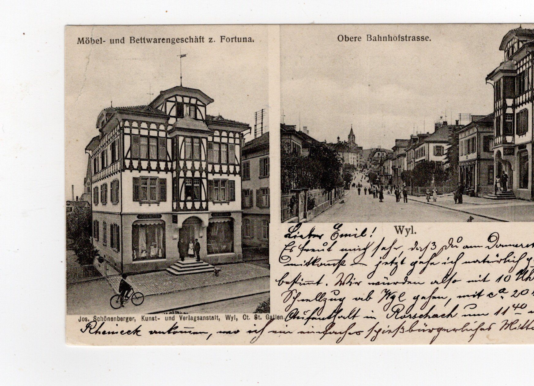 Cartoline postali: Wil Möbelgeschäft 1908 – Usato da Rapperswil SG venduto da INTELVI