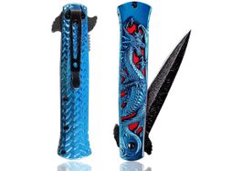 Klappmesser/Taschenmesser mit Drachen blau/rot