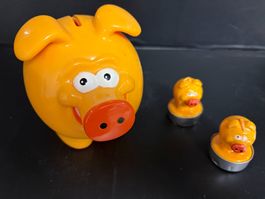 Migros Miggy Spardose und 2 Rechaudkerzen (3)