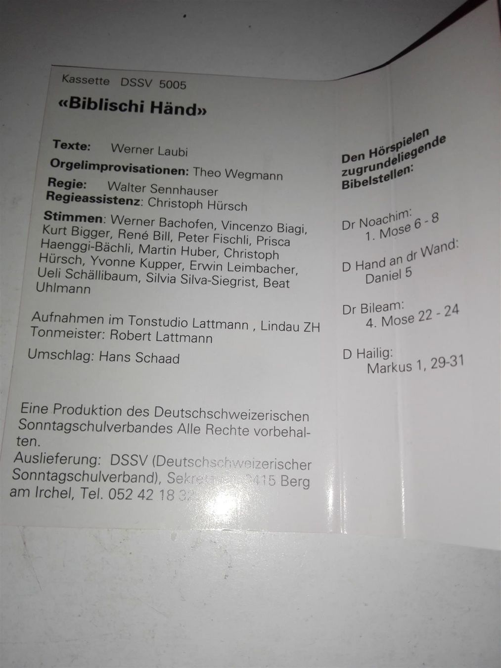 Musicassette: Biblischi Händ    (DSSV 5005) – Usato da St.Gallen venduto da elk2023 4