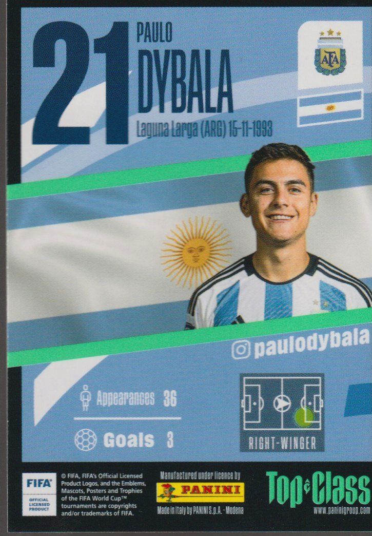 Panini Carte collezionabili: PANINI Card TOP CLASS 23 Rainbow Master  FOIL 201 DYBALA – Nuovo (secondo la descrizione) da Vezia venduto da Aquarius_Age 1