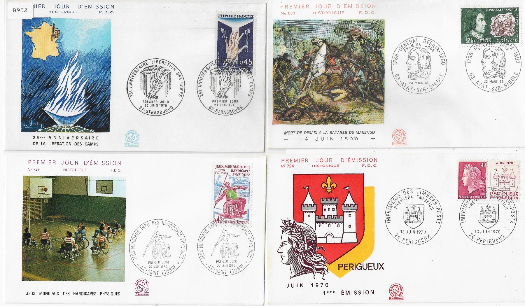 Alle Briefmarken: 4 FDC Frankreich 1970 – Neu und originalverpackt aus Ettingen von Kartenplanet