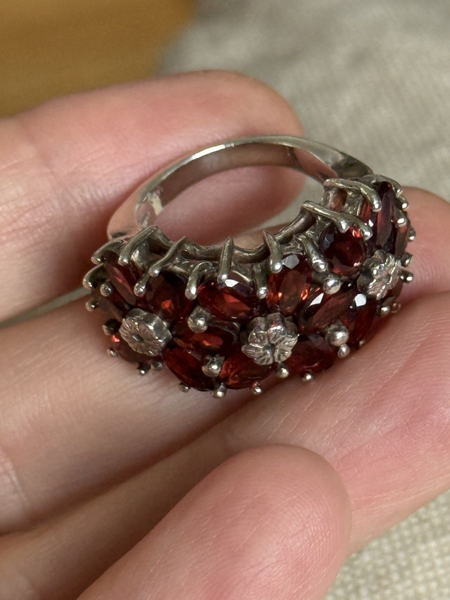 Anelli: Stunning Garnet Gemstone & Silver Ring – Usato da Zürich venduto da DEGU 3