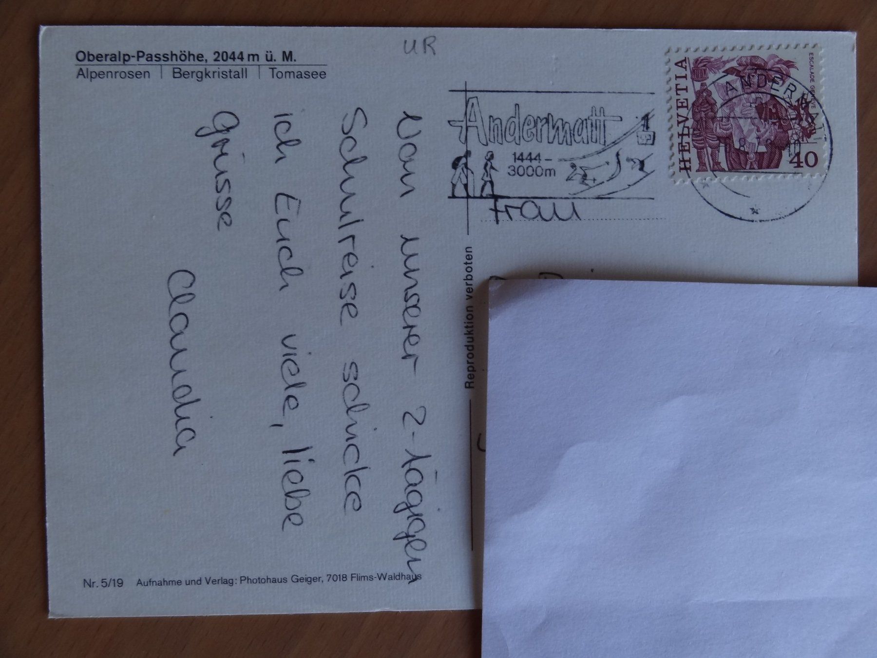 Cartoline postali: Oberalppass - UR - GR – Usato da St Léonard venduto da Riglin 1