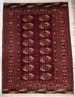 Orientteppich handgeknüpft rot mit Muster 116x85