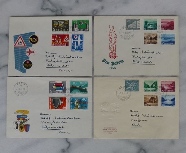 Tutti i francobolli: Lot FDC Schweiz ++ 1955-1957 – Usato da Walkringen venduto da Casablanca777