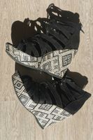 Ethno Keilsandalen schwarz Plateau Boho Wedges Heels - 39