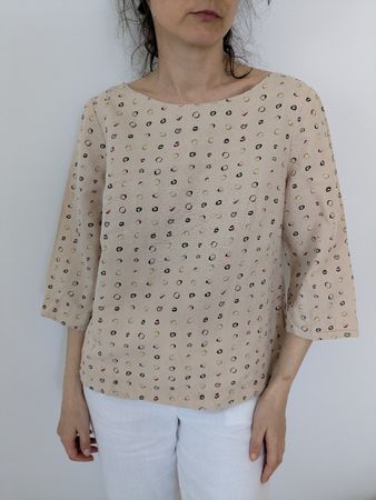 Monsoon Leinen Baumwolle  Gr.40 beige gemustert Sommer