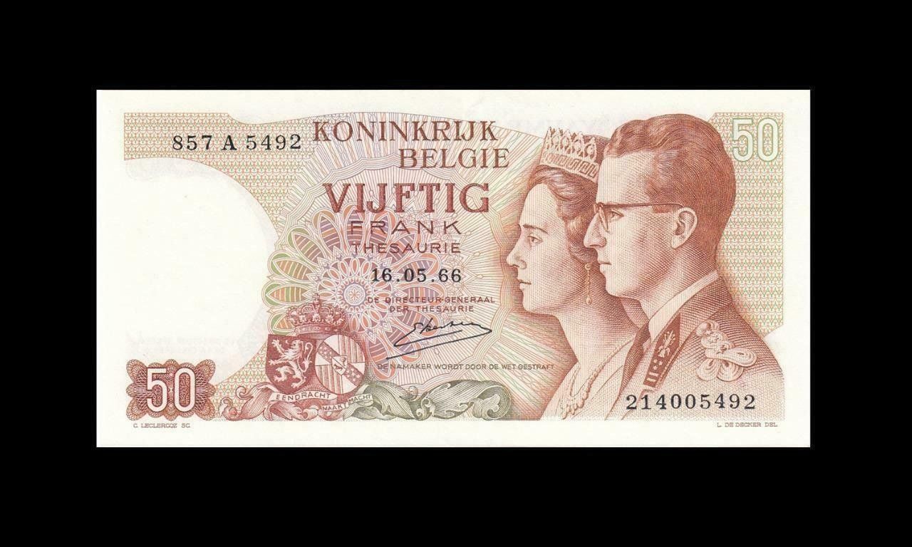 Banknoten: 1966 BELGIQUE 50 FRANCS "A" UNC – Neu (gemäss Beschreibung) aus Cousset von Patricio77