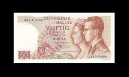 1966 BELGIQUE 50 FRANCS "A" UNC