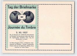 Tag der Briefmarke 1937 - Blanko-Karte GRÜN - sehr selten