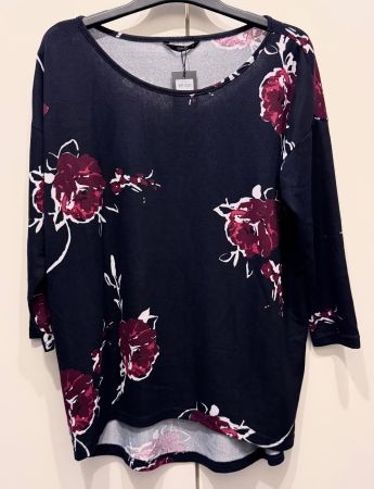 Pull femme ONLY, couleur noir/bordeaux/blanc, taille M