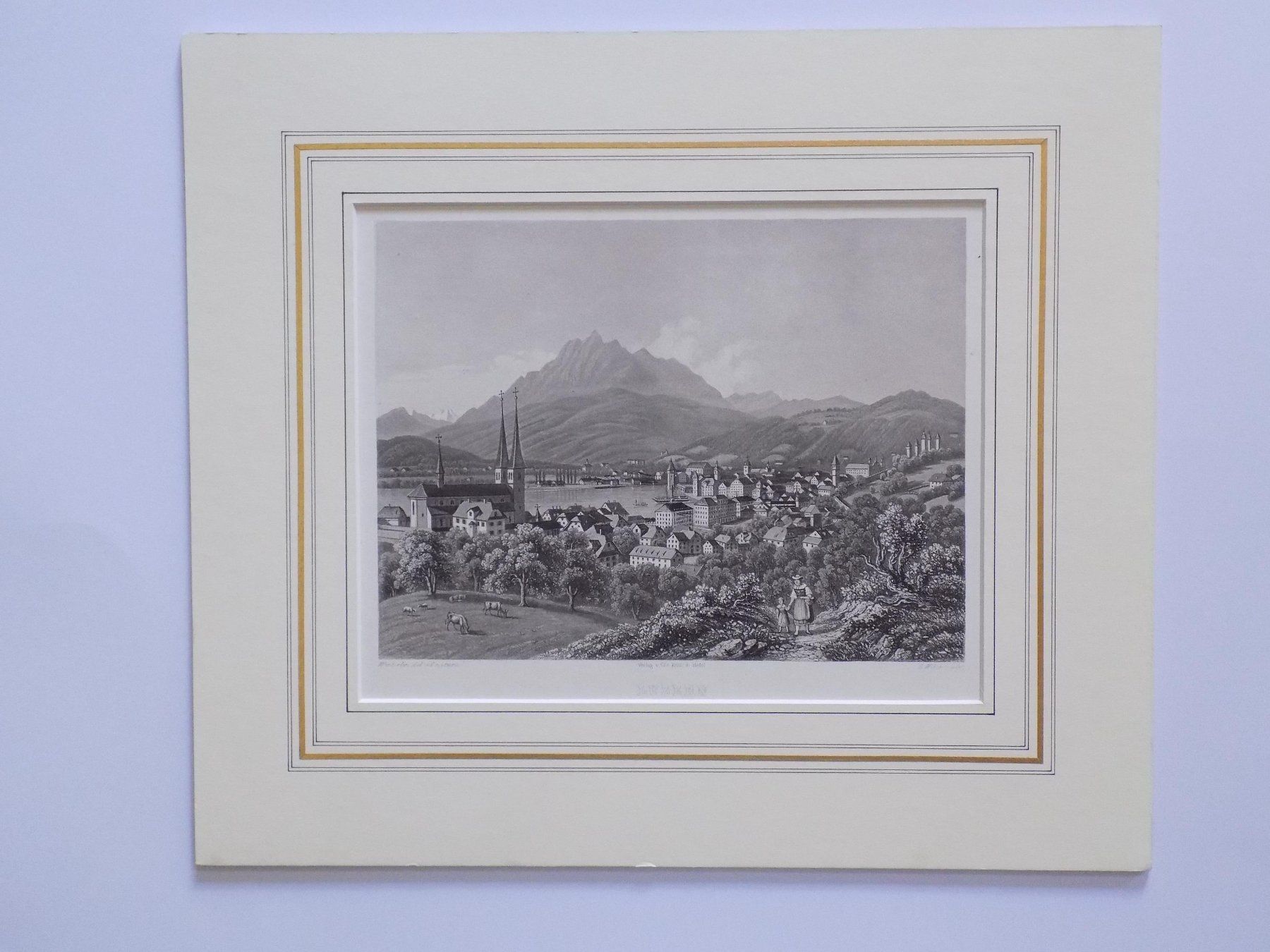 Gravures: Ansicht von Luzern Aquatinta – D'occasion à Risch par Antikfee