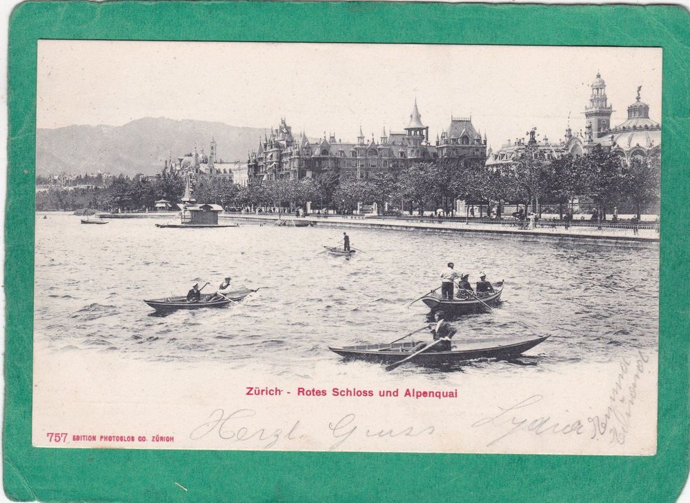 Zürich Rotes Schloss und Alpenquai 1905 Kaufen auf Ricardo