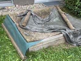 Wooden sandbox with cover used condition for garden