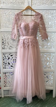 Abendkleid Rosé mit Spitze und Tüll, Gr.S, Sommerfest