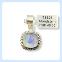 Regenbogen Mondstein Anhänger Kette 925