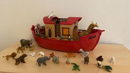 rote Arche Noah mit vielen Tieren, top Zustand!