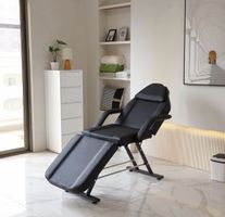 Massageliege Kosmetikliege verstellbar schwarz Leder Metallb