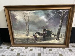 Signée Robert Lesgues Paysage d'Hiver huile toile