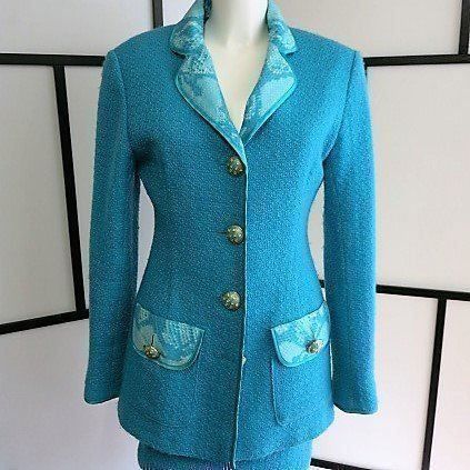 Giacche: elegante türkise Tweedjacke – Usato da Zürich venduto da ANU-AnimalsNeedUs 1