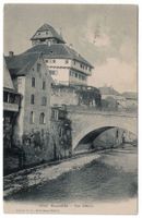 Frauenfeld, das Schloss, Murgbrücke, gelaufen 1916