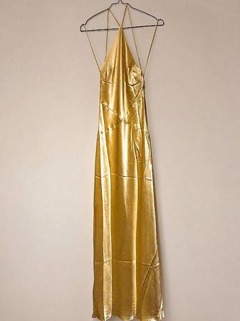 Reformation Emilee Silk Dress  100 % Seide  Parmesan