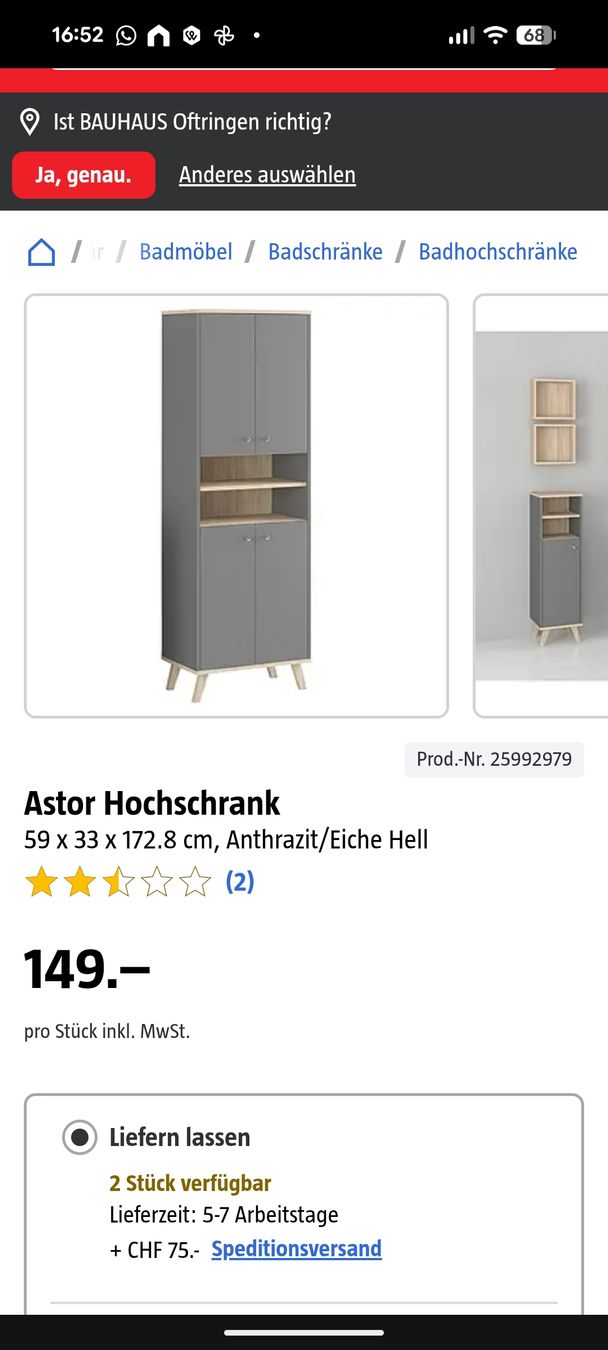 Armadi: Hochschrank – Usato da Rafz venduto da Ainzelstuck 2