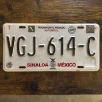 🇲🇽 Mexiko Autoschild, Sinaloa VGJ-614-C - ORIGINAL 