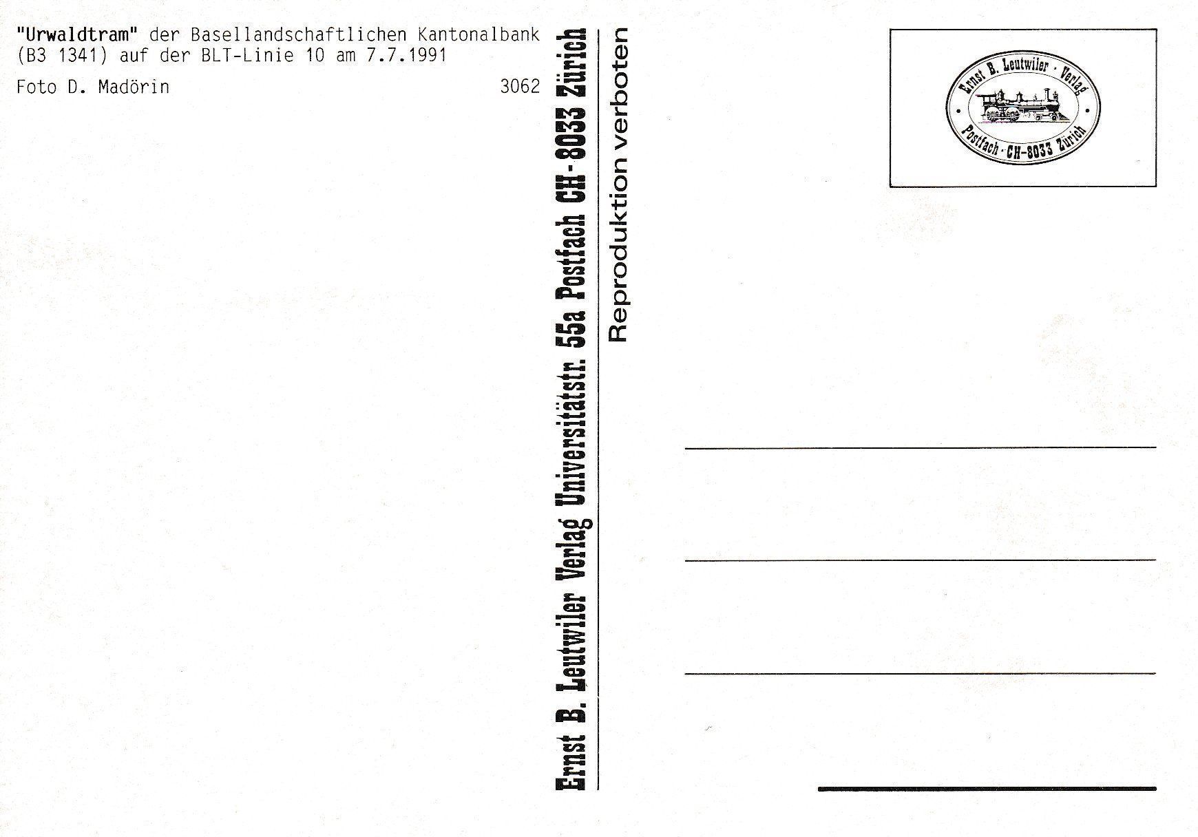 Cartoline postali: Strassenbahn Basel BLT B3 1341 Werbetram – Nuovo e nell'imballaggio originale da Ettingen venduto da Pantograph163 1