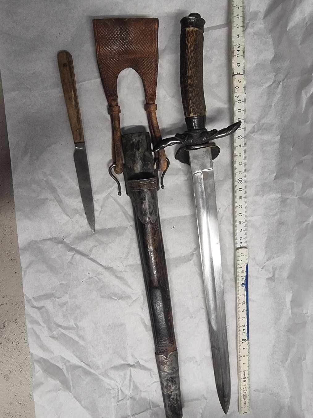 Posate: Säbel mit Dolch und Scheide antik Hirschhorn Griff – Usato da Olten venduto da Mezopotamya 7