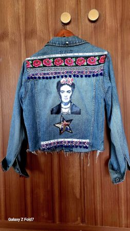 Veste en jean Jack & Jones Frida Kahlo taille L brodée