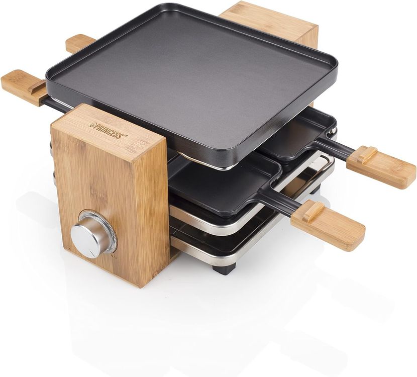 Design Raclette Grill Holz mit Zubehör regelbares Thermostat (Neu und ...